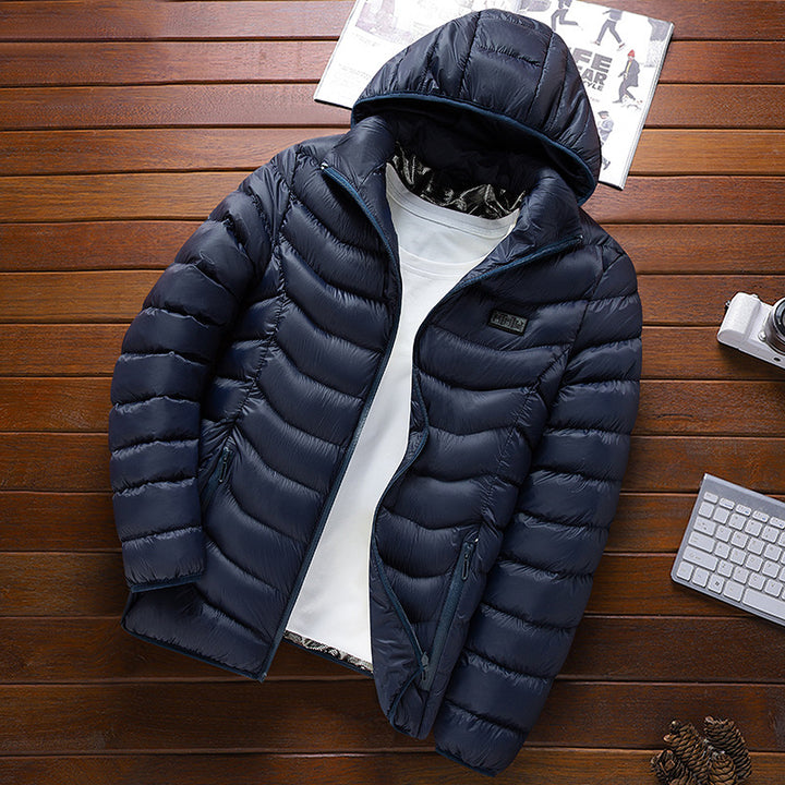 Men's ultralight quilted down jacket with hood, wind-resistant outer shell and packing function Mune Fashion