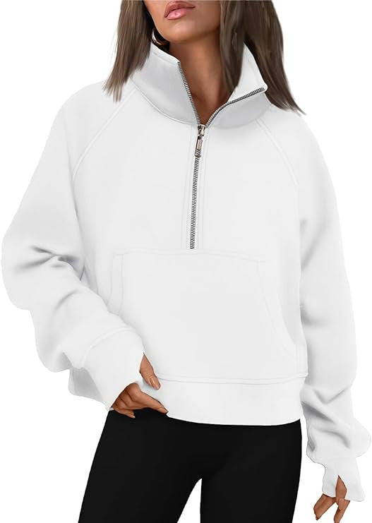 Women’s oversized half-zip sweater with kangaroo pocket, thumb holes, and high collar Mune Fashion