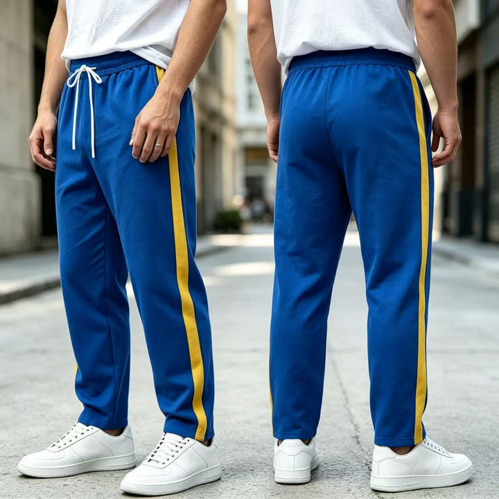 Men's jogging pants with side contrast stripe, elastic waistband and drawstring Mune Fashion