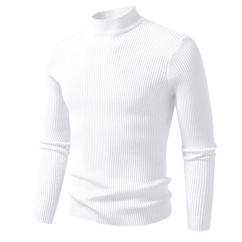 Men's ribbed mock neck pullover narrow fit thermal fine knit Mune Fashion