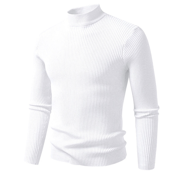 Men's ribbed mock neck pullover narrow fit thermal fine knit Mune Fashion