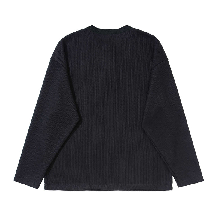 Unisex Structured Waffle Henley Shirt with Straight Hem and Oversized Silhouette Mune Fashion