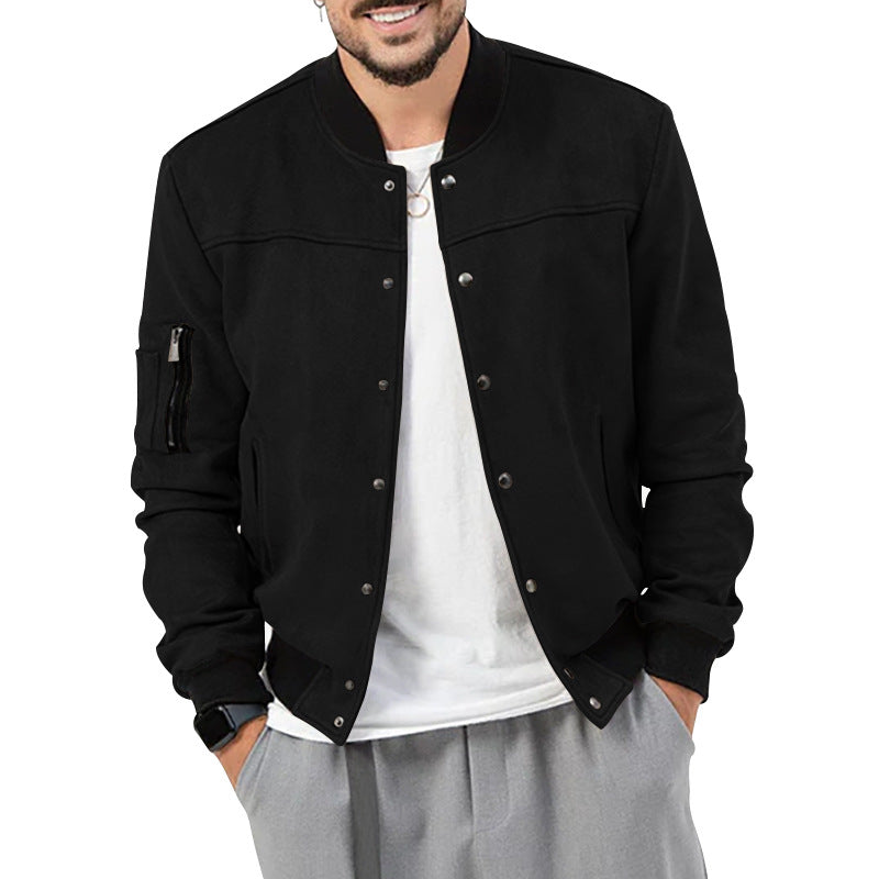 Men's bomber jacket in suede look with snap button closure and arm pocket Mune Fashion
