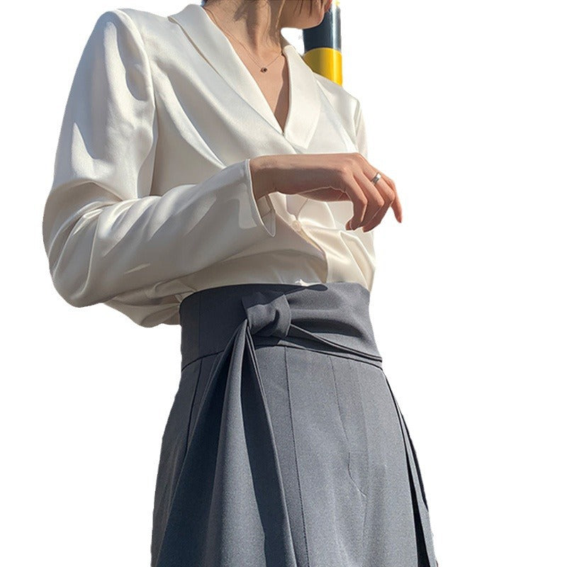 Women Luxurious Satin Blouse Mune Fashion
