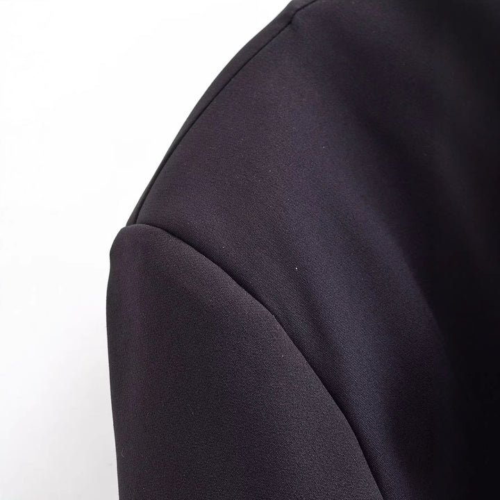 Women's Short Blazer with Attached Bow Tie and Patch Pockets Mune Fashion