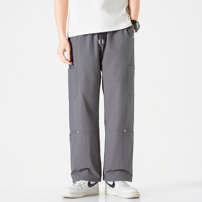 Men's Lightweight Ripstop Cargo Pants with Elastic Comfort Waistband, Knee Panels, and Adjustable Hem Mune Fashion