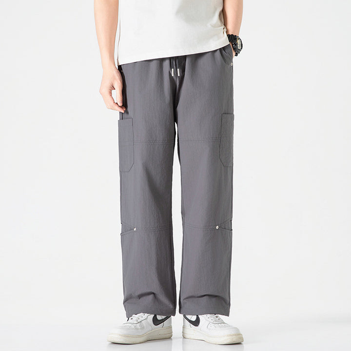 Men's Lightweight Ripstop Cargo Pants with Elastic Comfort Waistband, Knee Panels, and Adjustable Hem Mune Fashion