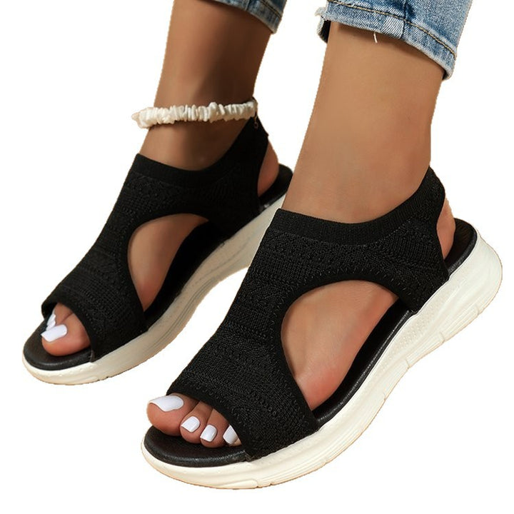 Damen Strick-Sandalen mit elastischem Komfortriemen und dämpfender Leichtsohle Mune Fashion