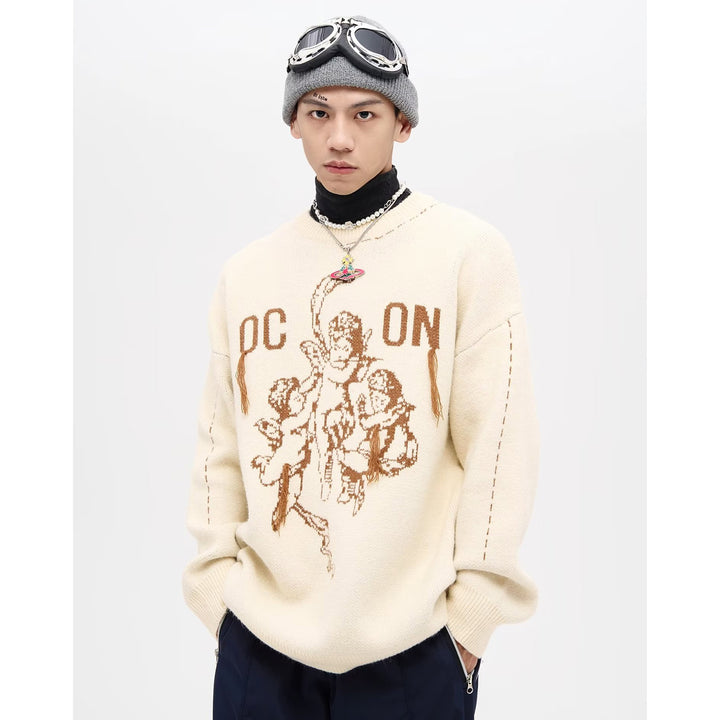 Men's Fashionable Chunky Knit Sweater with Graphic Design Mune Fashion