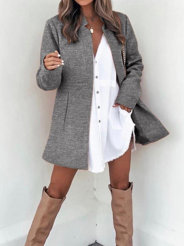 Women Longline Blazer Coat with tailored seam and clean V-neck Mune Fashion