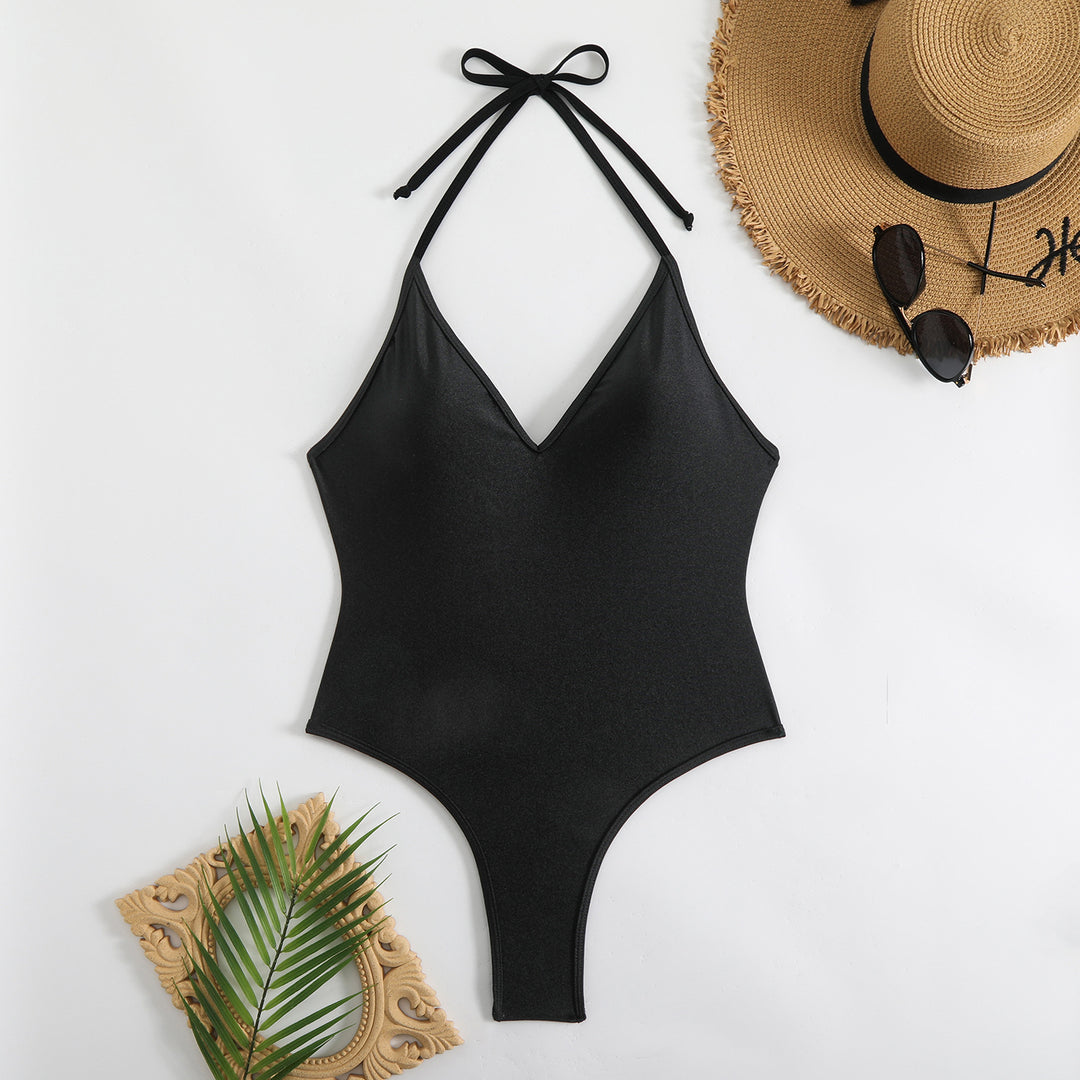 Women One-Piece Swimsuit with Cute Back Lacing Mune Fashion