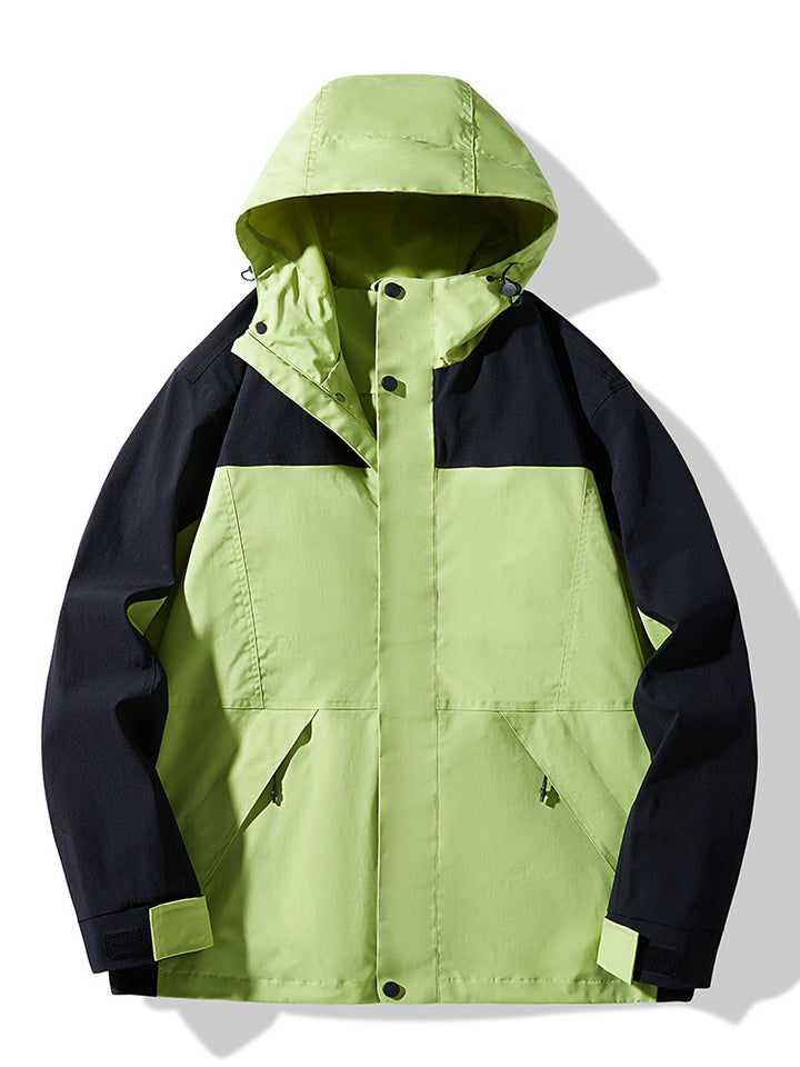 Men's Technical Colorblock Softshell Rain Jacket with Adjustable Hood Mune Fashion
