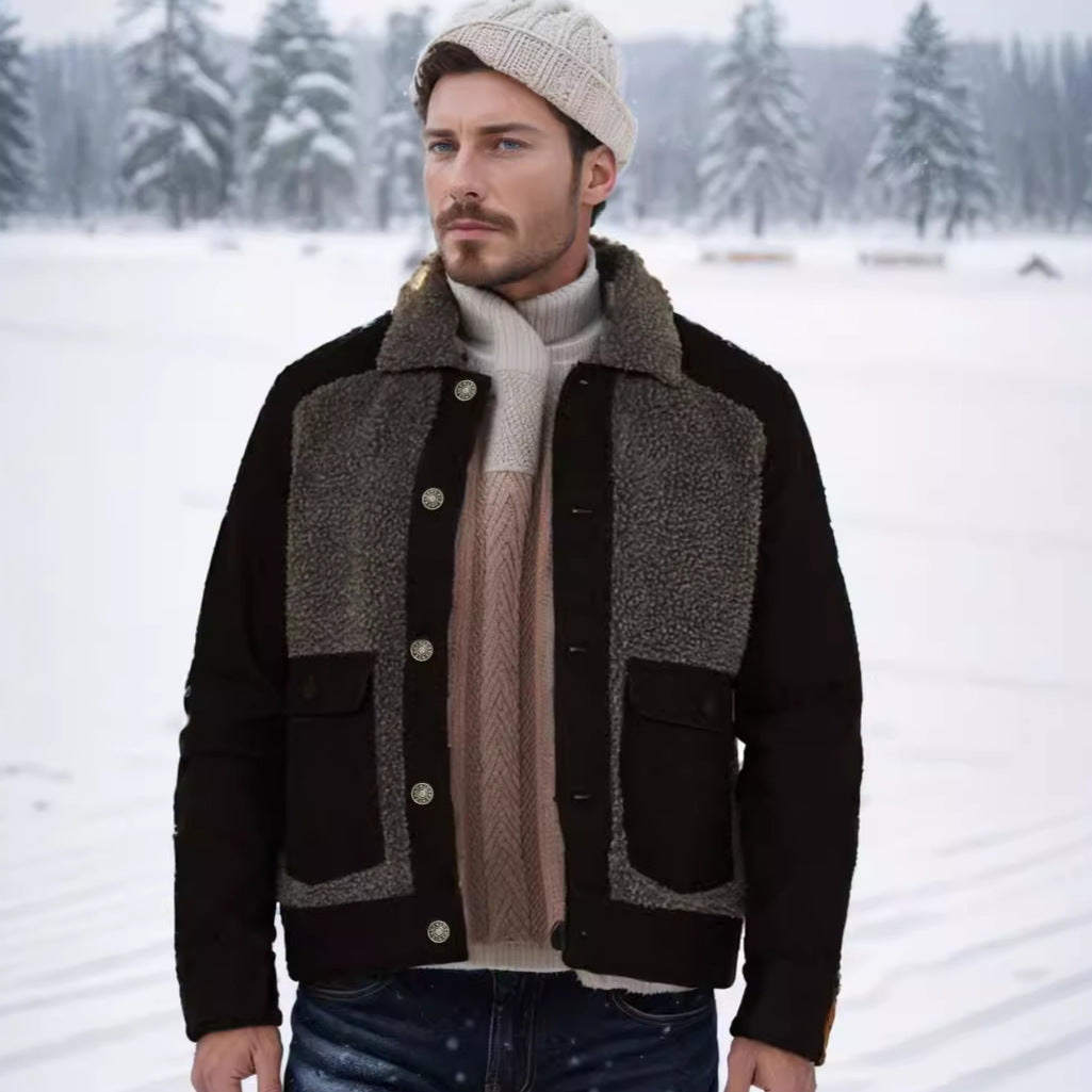 Men's overshirt jacket with teddy lining, patch pockets and button placket Mune Fashion