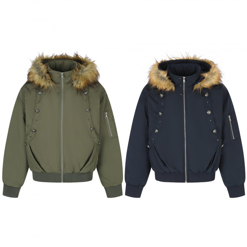 Women Padded Bomber Jacket with Hood and Faux Fur Collar Quilted Winter Jacket Mune Fashion