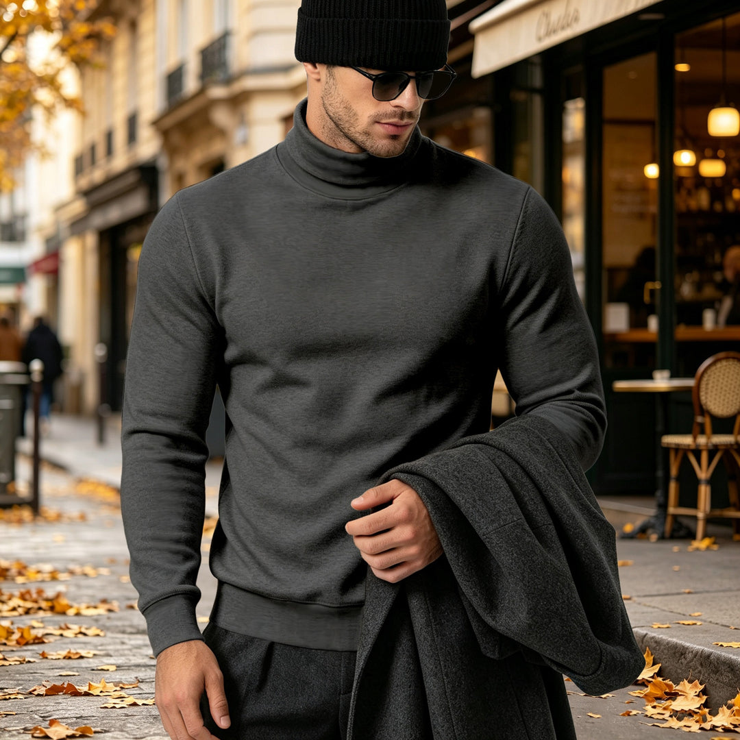 Men's Elegant Cotton Blend Turtleneck Sweater Slim Fit Mune Fashion