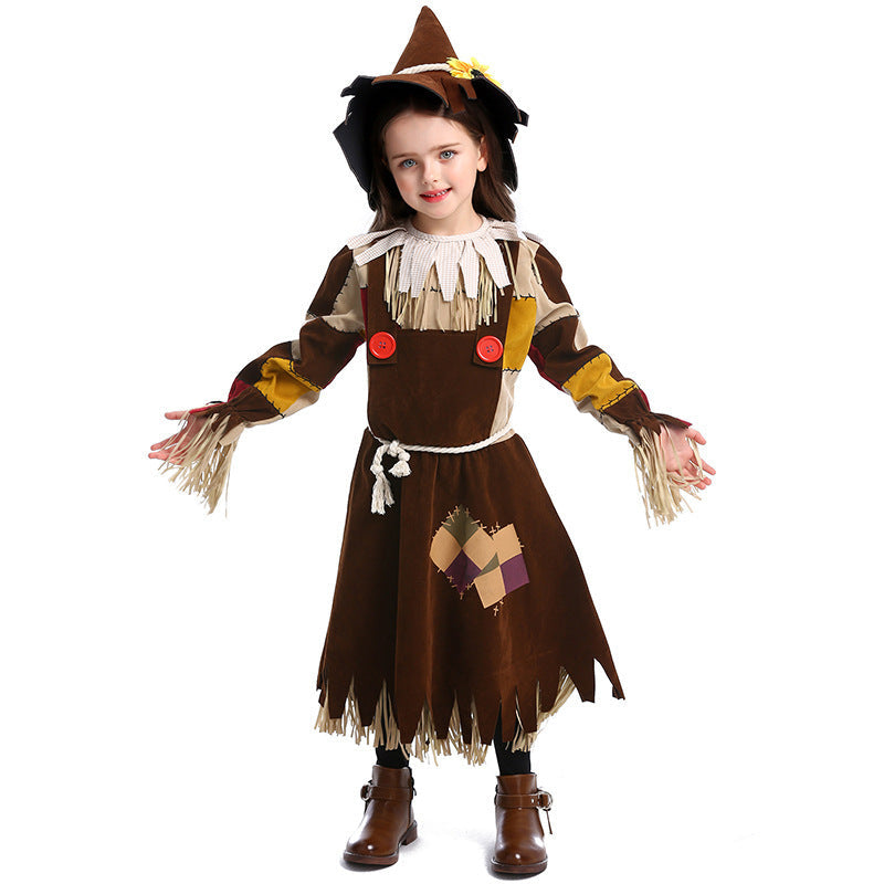 Girls Barn Dweller Costume with Fringed Details and Agriculture Accents Mune Fashion
