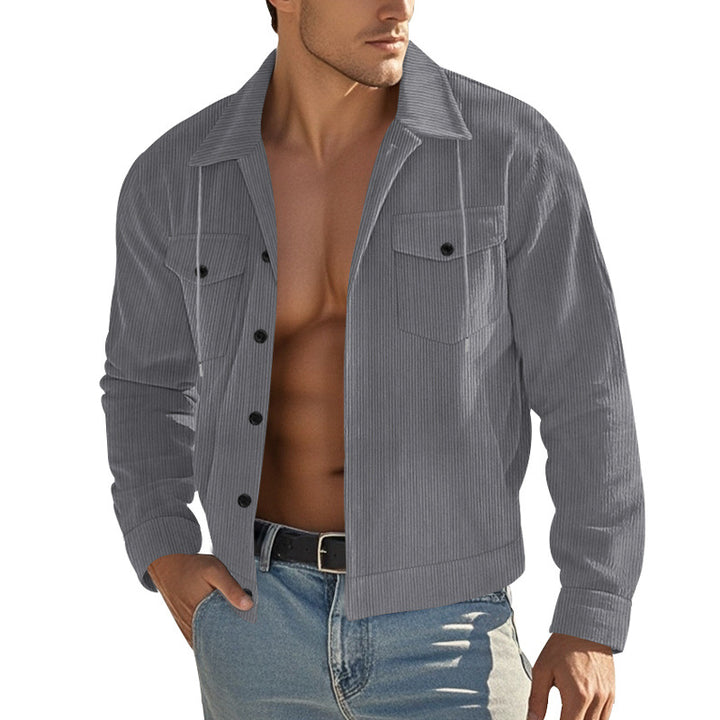 Men's corduroy overshirt jacket with kent collar, snap button closure and patch chest pockets Mune Fashion