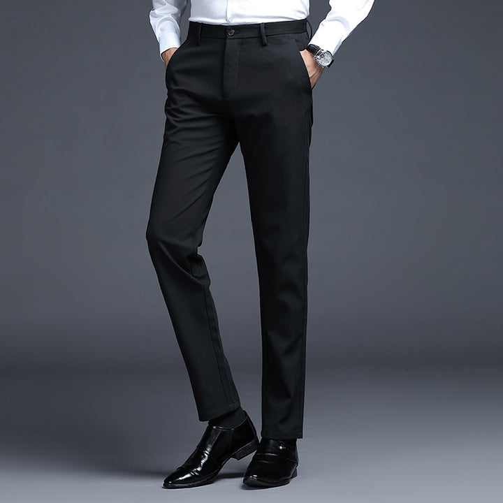 Men's Formal Slim-Fit Suit Trousers with Stretch Waistband and Crease Mune Fashion