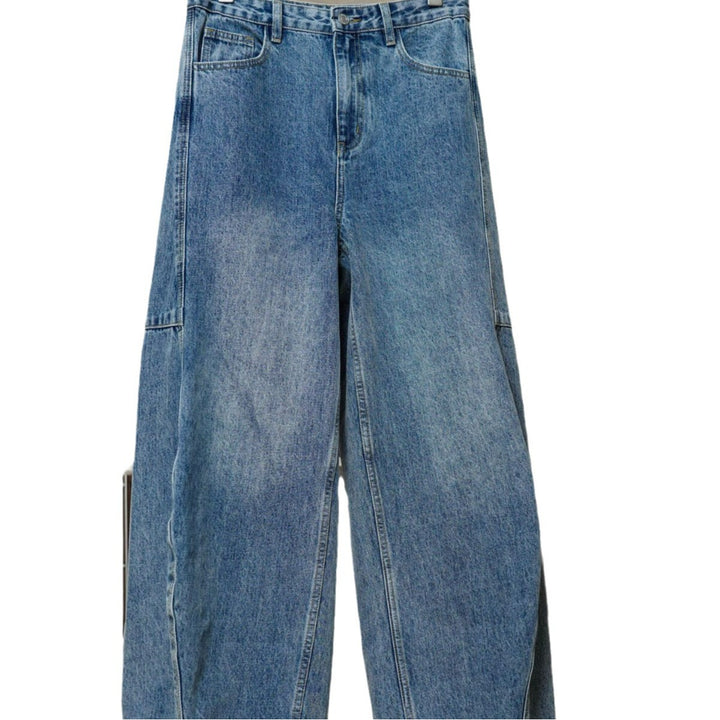 Women's Extra Wide Cargo Jeans in Baggy Style with Low Crotch and Cuffs