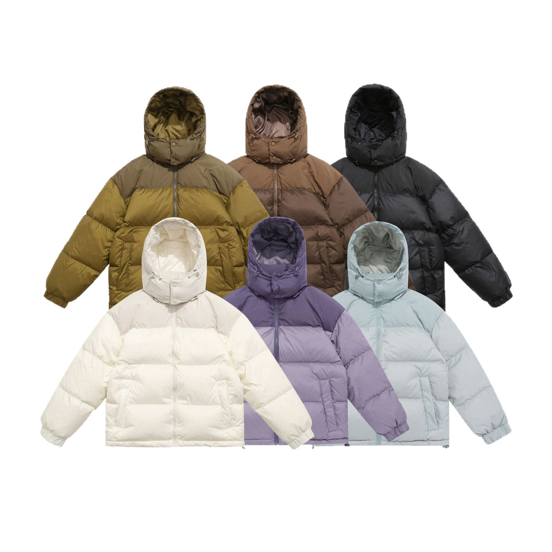 Men's Short Boxy Padded Jacket with High Hood, Drawstring and Elastic Sleeve Cuffs Mune Fashion