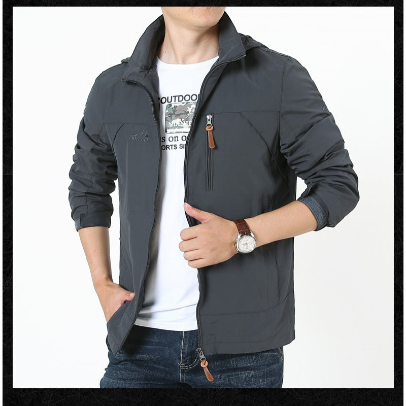 Men's Lightweight Softshell Outdoor Jacket with Hood, wind and water-repellent shell and multifunctional pockets Mune Fashion