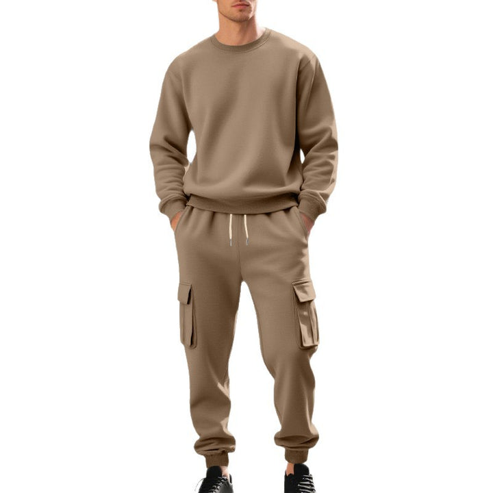 Men's utilitarian cargo jogging pants with large flap and zip pockets, elastic drawstring waistband, and ribbed leg cuffs Mune Fashion