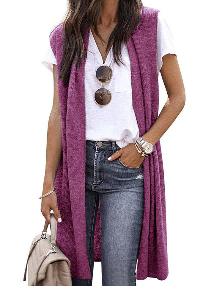 Women’s knit vest in a casual oversized design with open fronts and short sleeve length Mune Fashion