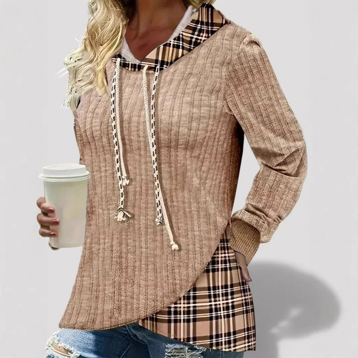 Women's Fashion Long Sleeve Shirt with Check Pattern