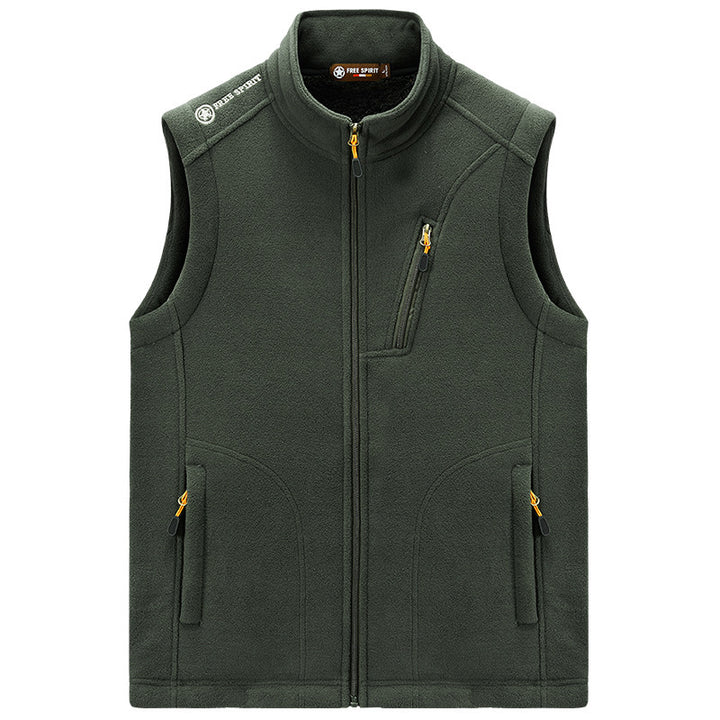 Men's fleece thermal vest with organizer chest pocket and wind-resistant structure Mune Fashion