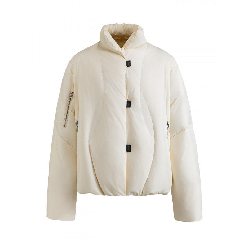 Unisex Short-cut quilted jacket with high collar, hood and zippers Mune Fashion
