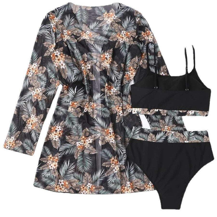 Women's bikini set with high-cut bottom and floral kimono Mune Fashion