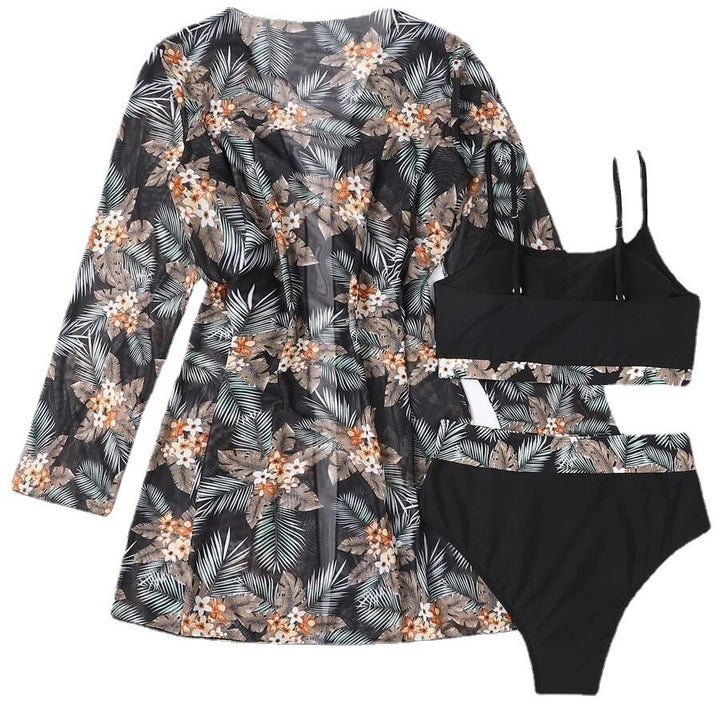 Women's bikini set with high-cut bottom and floral kimono Mune Fashion