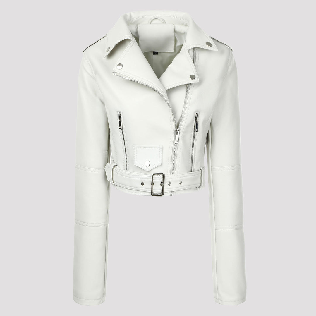 Ladies Stylish Biker Jacket with Belt Mune Fashion
