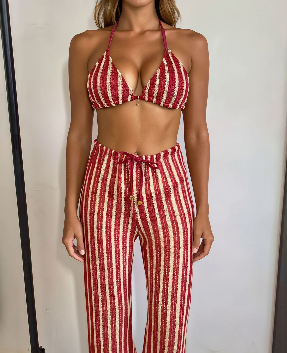 Women's bikini set with striped top and casual pants Mune Fashion