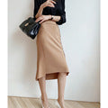 Women Tailored Midi Skirt with Asymmetric Tulip Front and Side Slit Mune Fashion