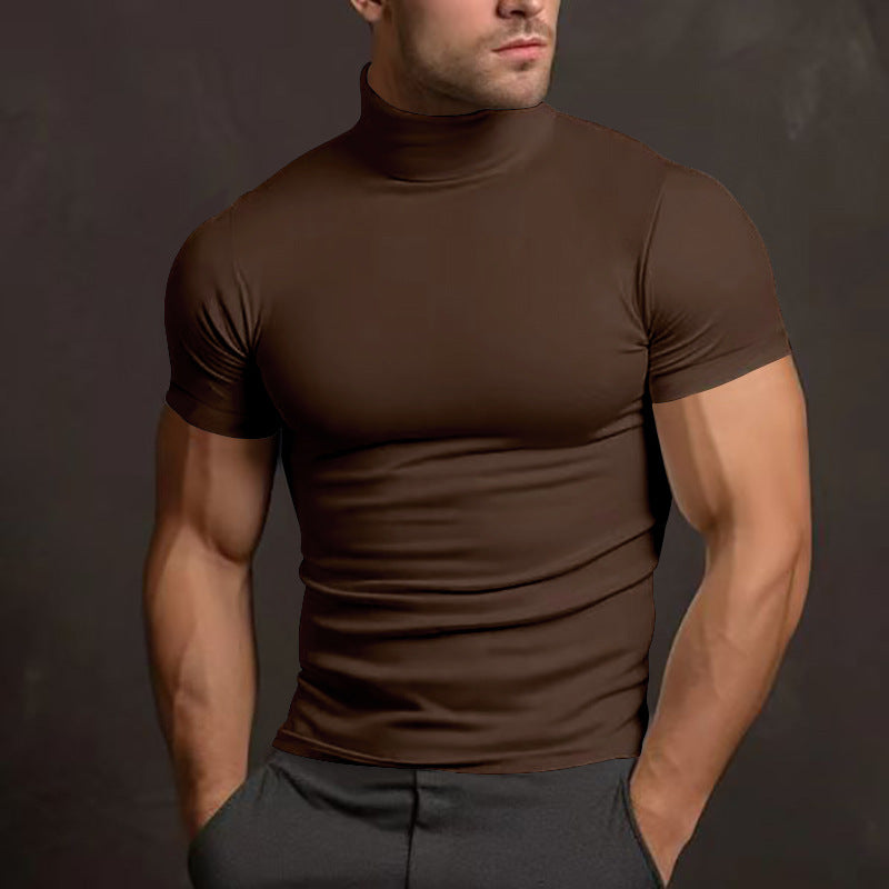 Men's body-hugging short-sleeve roll-neck shirt made of stretch jersey Mune Fashion
