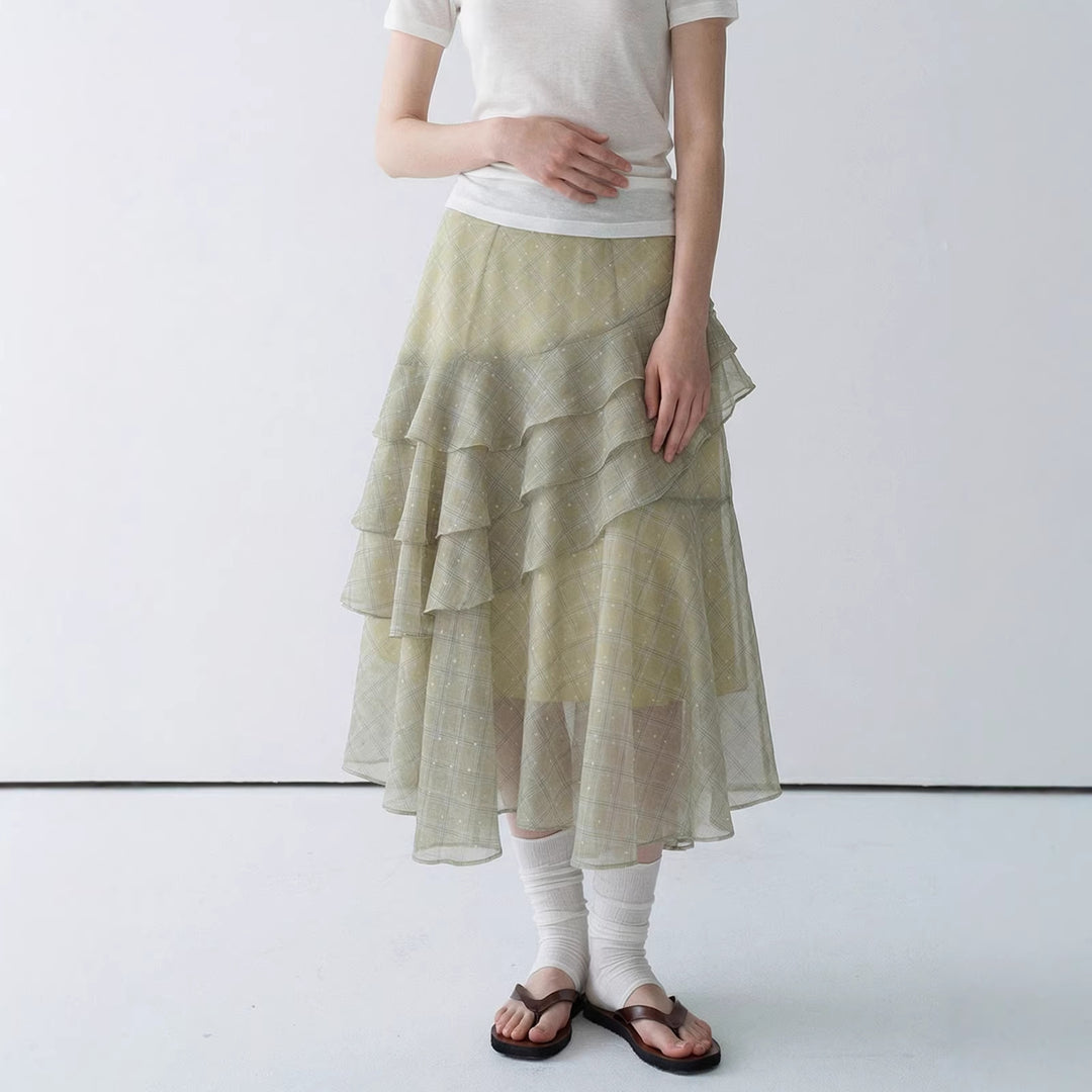 Damen Langer, Plissierter Rock mit Rüschen Mune Fashion