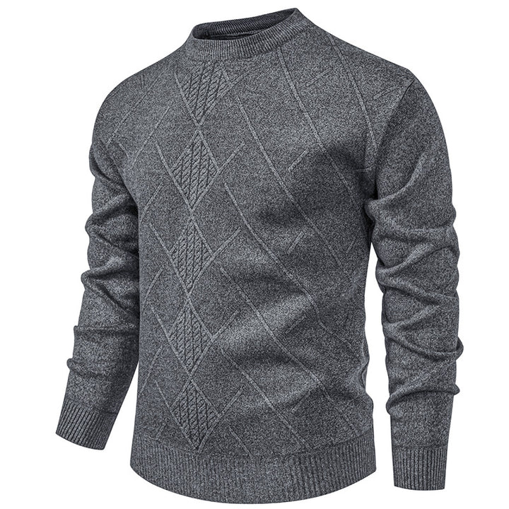 Men's fine knit pullover with diamond cable pattern, round neckline and ribbed cuffs Mune Fashion