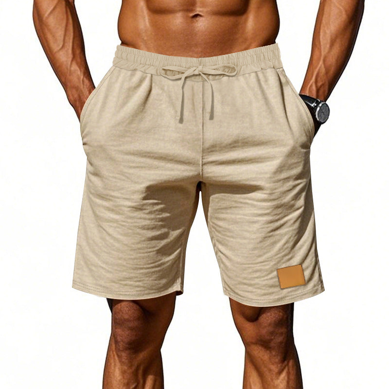Men's drawstring Bermuda shorts made of soft cotton blend with elastic waistband and side pockets Mune Fashion