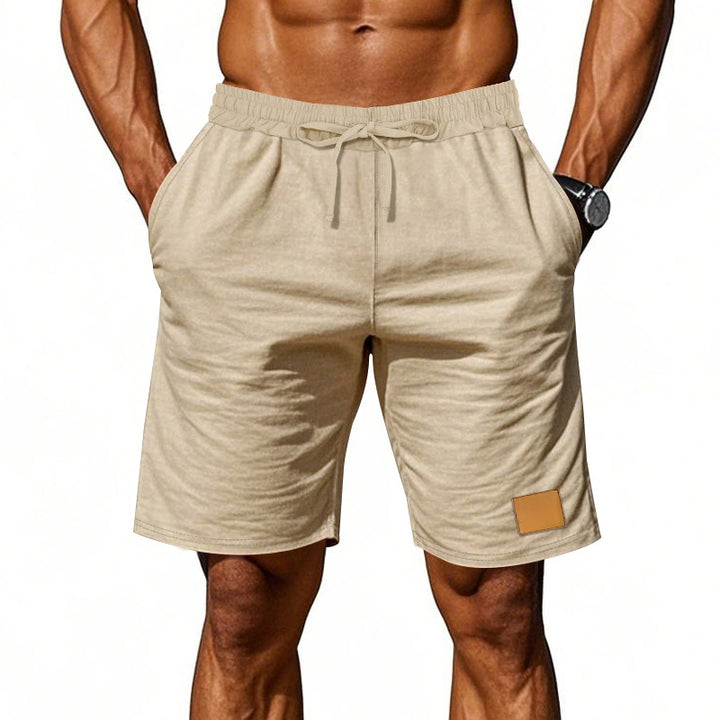 Men's drawstring Bermuda shorts made of soft cotton blend with elastic waistband and side pockets Mune Fashion