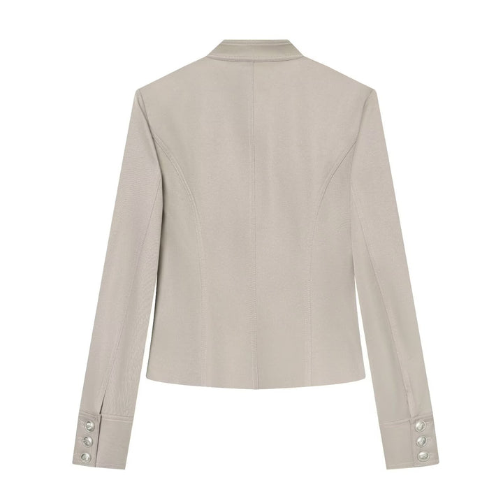 Women Military Inspired Short Jacket with Zipper and Decorative Buttons Mune Fashion