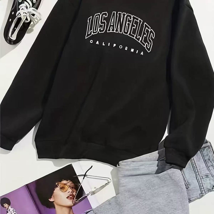 Women Casual Sweatshirt with Vintage Los Angeles Print Mune Fashion