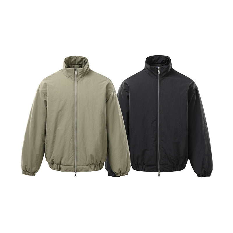Unisex Boxy Zip Blouson Jacket with windproof microfiber cover, high stand-up collar and two-way zipper Mune Fashion