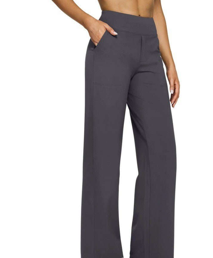 Women wide-cut Palazzo pants with high-cut comfort waistband and side pockets Mune Fashion