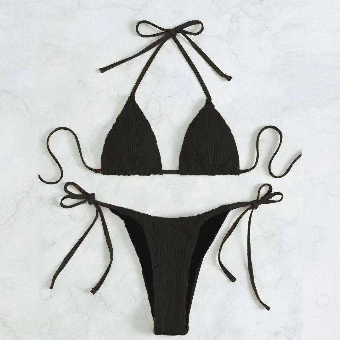 Women's Triangle Bikini Set with Elegant Ruffle Detail Mune Fashion