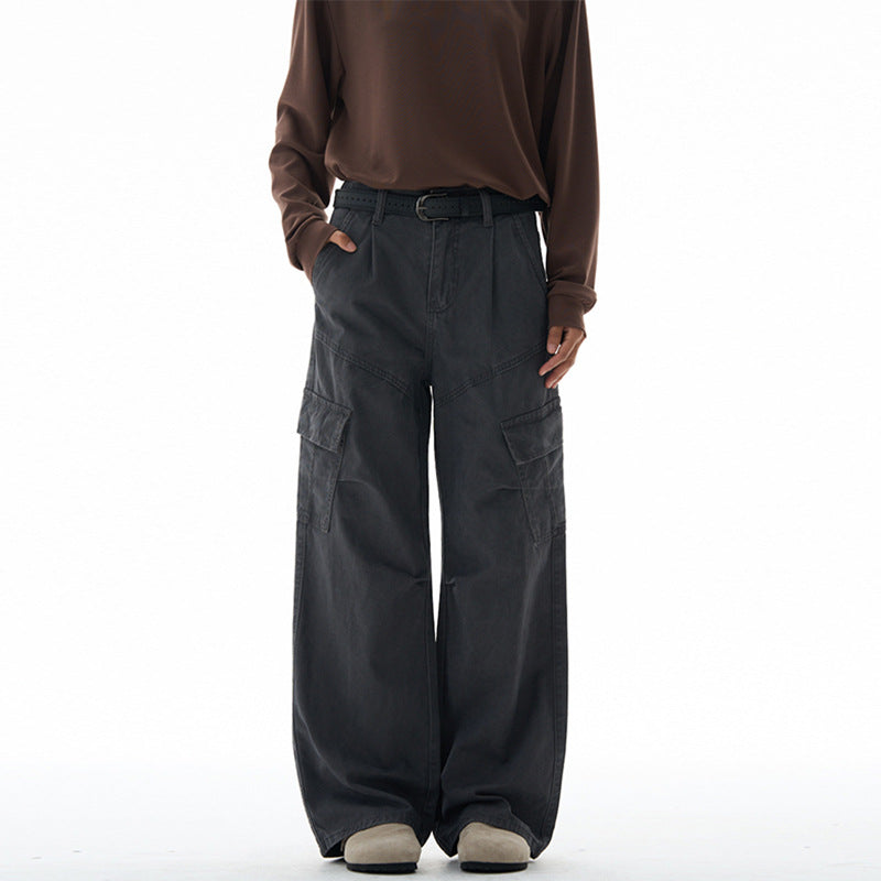 Women Wide Cut Utility Cargo Pants in Palazzo Style with High Waist and Flap Pockets Mune Fashion