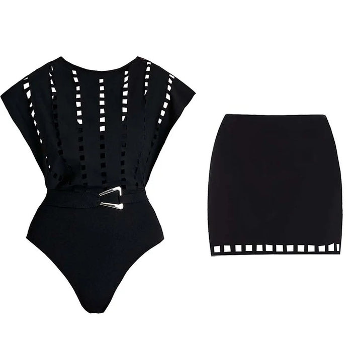 Women's One-Piece Swimsuit with Fashionable Skirt Mune Fashion