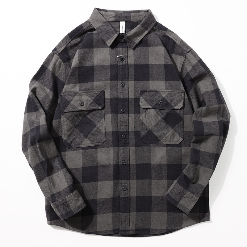 Men's Checkered Shirt Jacket with Two Chest Pockets Mune Fashion