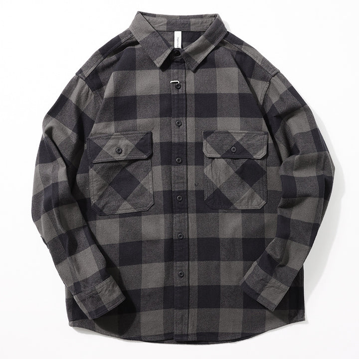 Men's Checkered Shirt Jacket with Two Chest Pockets Mune Fashion