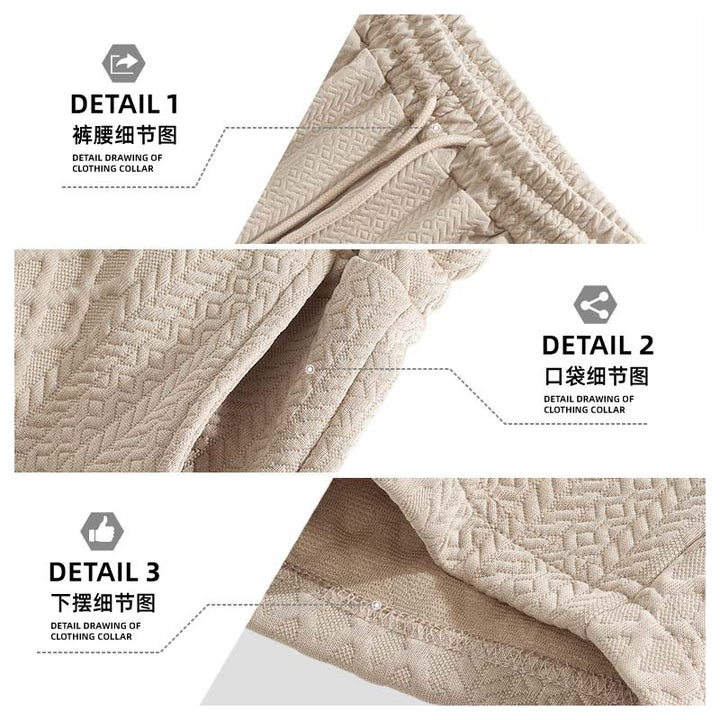 Men's textured beach bermuda shorts made of waffle jersey with elastic drawstring waistband and slanted pockets Mune Fashion